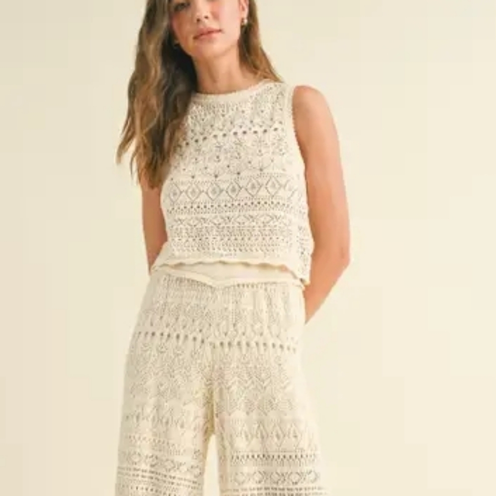 House of Harlow 1960 crochet bohemian vacation beach cover up top